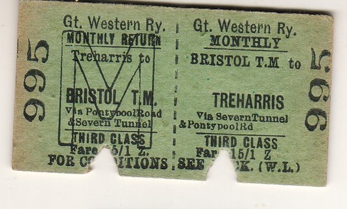 Railway ticket gwr bristol - railway,
