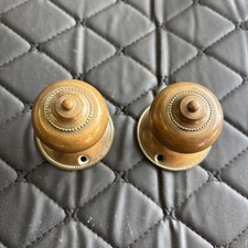Pair of Reclaimed Antique Brass Victorian Door Knobs Handles Furniture