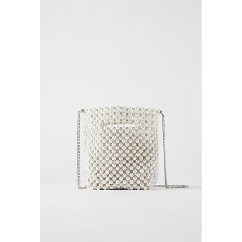 Zara pearl beaded bucket bag - beaded,