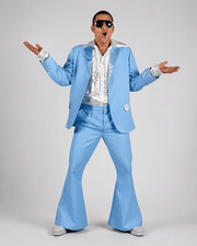 Mens 1970s Disco Suit Blue