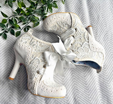 Irregular Choice Abigail's Party Size 40UK 7 White Lace Heels NEW