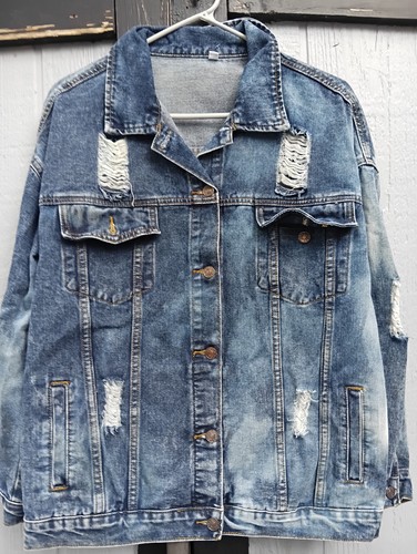 Men blue distressed jacket - men's,