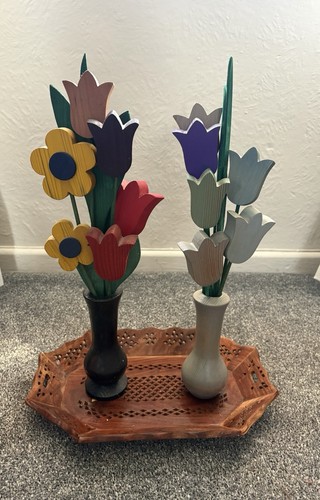 Bunches wooden flowers - of,