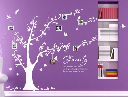 Large family photo tree - family, birds