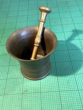 ANTIQUE VICTORIAN HEAVY BRONZE PESTLE AND MORTAR