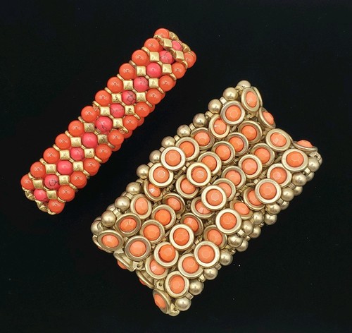 Vintage faux coral gold tone - vintage,