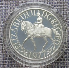 1977, proof, silver crown coin.