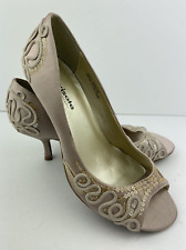 Evans Flexisole Women's Wedding Beige High Stiletto Heel Shoes. Satin Feel, UK 5