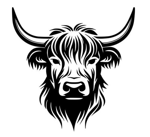 Highland cow head decal - cow, vinyl