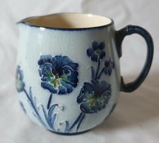 STUNNING EARLY WILLIAM MOORCROFT MCINTYRE FLORIAN POPPY DESIGN BLUE & WHITE JUG