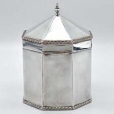 Antique Silver Plated Octagonal Tea Caddy Old Sheffield Plate