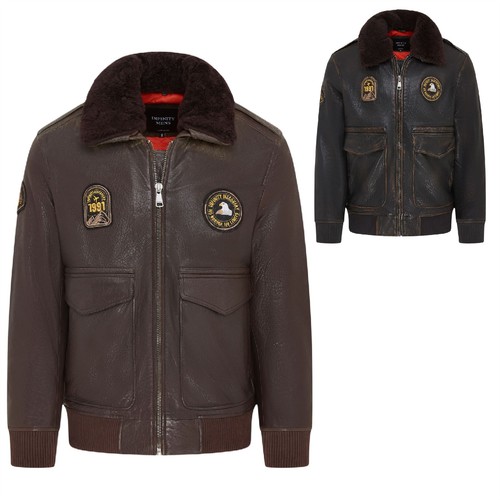 Men leather bomber - bomber, aviator