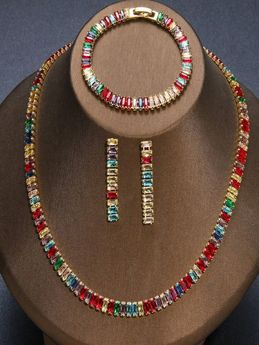 Rhinestone rectangular jewelry - rectangular,