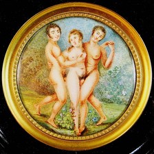 UNIQUE 18th. C  MINIATURE of HERMAPHRODITES as the THREE GRACES – LGBTQ INTEREST