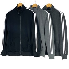 Mens Striped Fleece Lined Zip