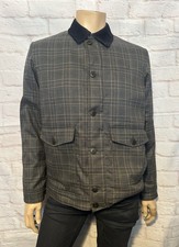 Gabicci Sherpa Lined Check Jacket, Cord Collar, Charcoal Check, BNWT