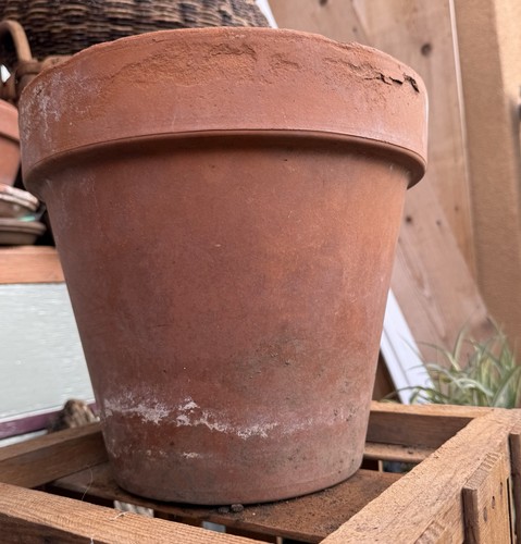 Aged vtg terracotta planter - terracotta,