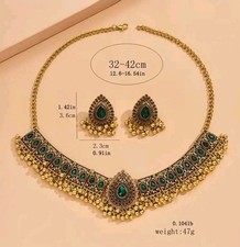 UK Women Ladies Gold Indian Jewelry Gift Set Necklace Earring NEW