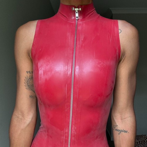 Luxury red latex - dress,