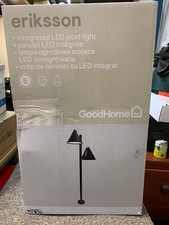 GoodHome Black Mains-powered 2 lamp Integrated LED Outdoor Post light (H)1100mm