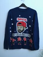 DRAKE SANTA HIP HOP CHRISTMAS JUMPER SIZE LARGE UGLY BLUE MENS L SANTA LOVE ME