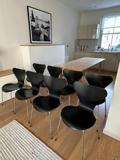 Set of 8 Black Lacquer Fritz Hansen Series 7 Chairs - RRP £3,744