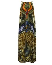 Camilla Eagle and Leopard Print Maxi Kaftan in Multicolor Silk