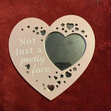 Not Just A Pretty Face Wooden Heart Shaped Mirror Plaque 