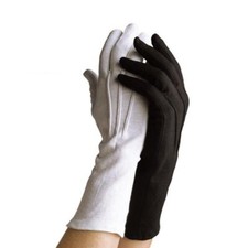 Long Wrist Nylon Gloves - White or Black -Marching Band, Military, Santa Gloves 