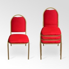 Office Conference Cafe Canteen Restaurant  Stackable Stacking Chair Red Padded