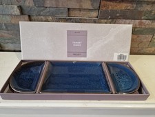 John Lewis - Set of 3 Trinket Dishes - Stoneware Blue - NEW.