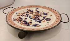 Imari Style Ceramic Plate on Copper Base Food Warmer 26cm Hot water Reservoir An