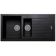 Liquida LG150BL 1.5 Bowl Granite Reversible Inset Black Kitchen Sink With Waste