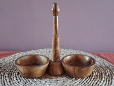 Olive Wood Twin Bowl Snack Plate