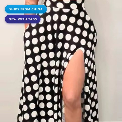 Women polka dot high slit - polka,