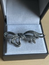 Vintage 925 Silver Marcasite Bow  Design Brooch/ 7.52g