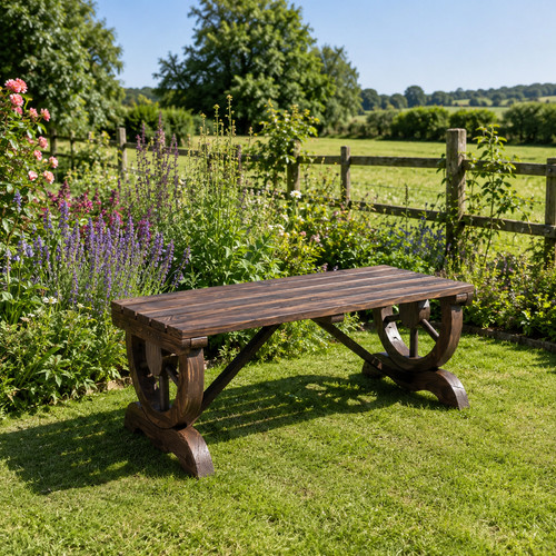 Rustic brown garden - brown, bench