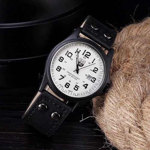 Men military leather date - military,