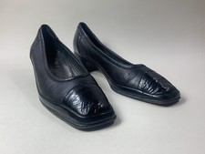 Amalfi For Gordon Scott Court Shoe Black Leather & Patent 2” Block Heel UK 4.5AA