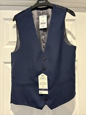 Next Blue Wool Mix Textured Suit Waistcoat 40R Slim New Bagged With tags £50 RRP