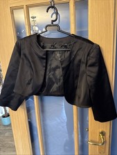 Coast Black Satin Bolero Jacket Size 16 3/4 Sleeve