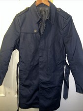 JEFF BANKS NAVY RAINMAC TRENCH COAT SIZE LARGE