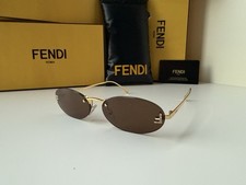 FENDI First Crystal FE4075US 30J Shiny Gold Brown Lens Sunglasses AUTHENTIC