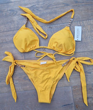 New With Tags Bahimi London Tangerine With Gold Diamanté Detail Bikini XL/L