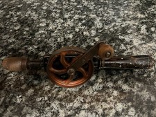Vintage Hand-Crank Eggbeater type Drill – Wood Handle – Works Great