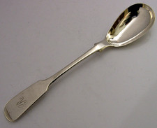 SCOTTISH STERLING SILVER ENGRAVED R EGG SPOON 1844 ANTIQUE GLASGOW VICTORIAN