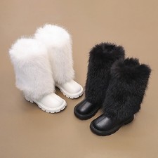 Kids Girls Faux Fur PU Snow