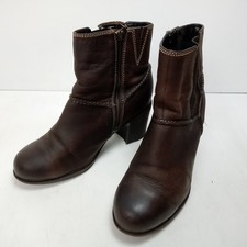 Clarks Artisan UK 5E Dark Brown Leather Block Heel Ankle Boots Wide Fit Zip