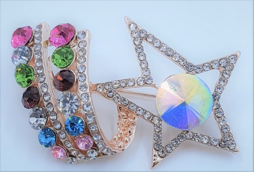 Multi coloured star brooch - ,