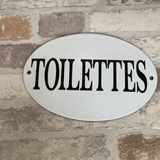 Vintage Style French Enamel Door Sign Toilettes Door Sign WC Toilet White